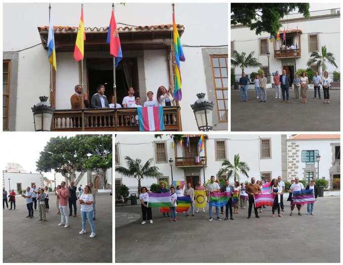 Imagen del acto de izado de la bandera LGTBIQ+ / TA